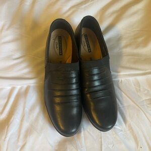 Clarks Black Leather Slip-On Loafers
